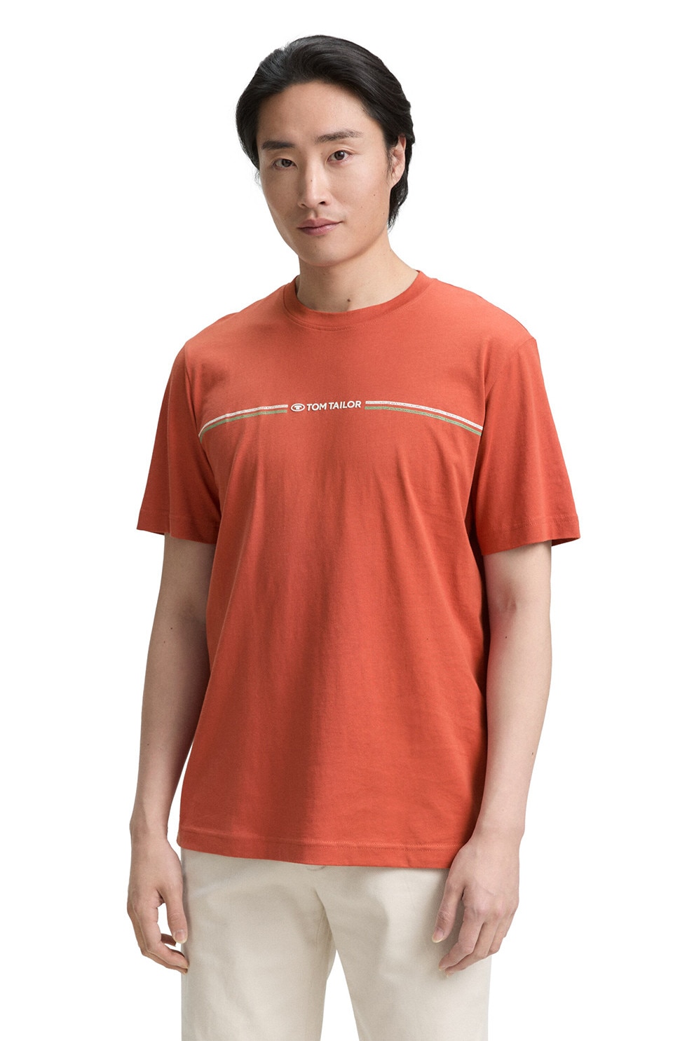 Tom Tailor, Tricou din amestec de bumbac organic, Caramiziu, L