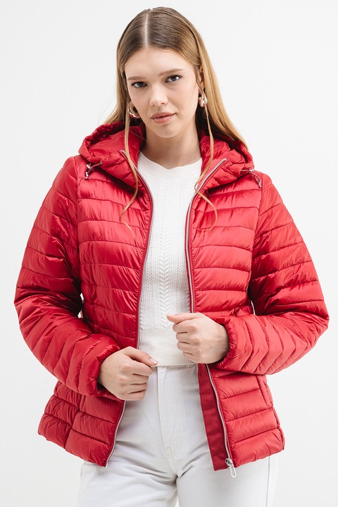 Tom Tailor, Водоустойчиво олекотено яке с качулка, Тъмночервен