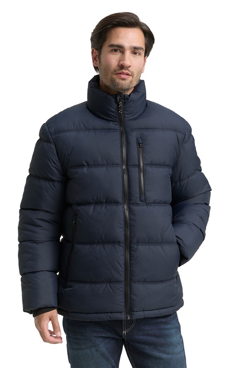 TOM TAILOR, Magas gallérú steppelt télikabát, Tengerészkék