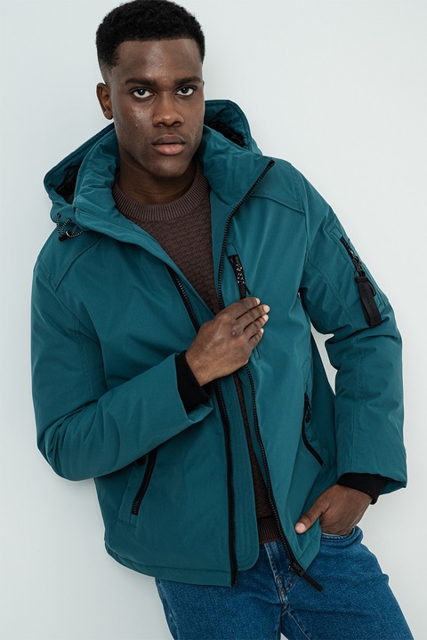 Tom Tailor, Geaca cu vatelina si gluga detasabila, Verde inchis