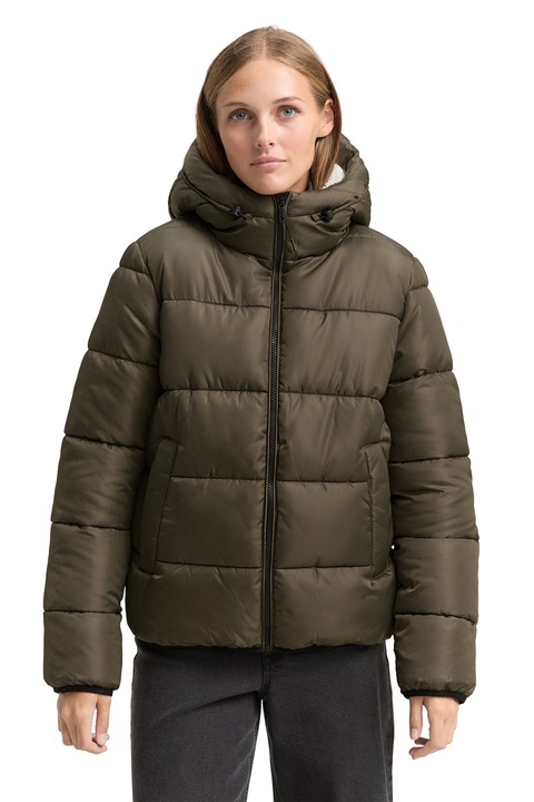 Tom Tailor, Geaca matlasata cu gluga, Verde sparanghel