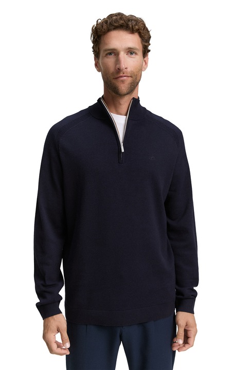 TOM TAILOR, Pilóver cipzáros hasítékkal, Tengerészkék