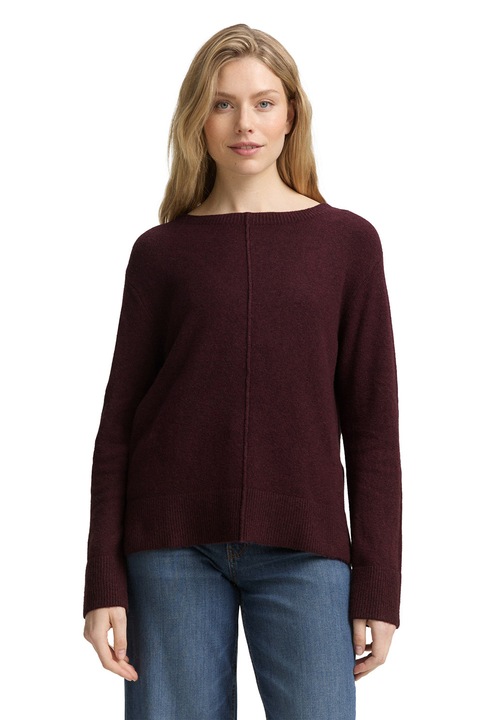 Tom Tailor, Pulover din amestec de lana cu decolteu barcuta, Visiniu