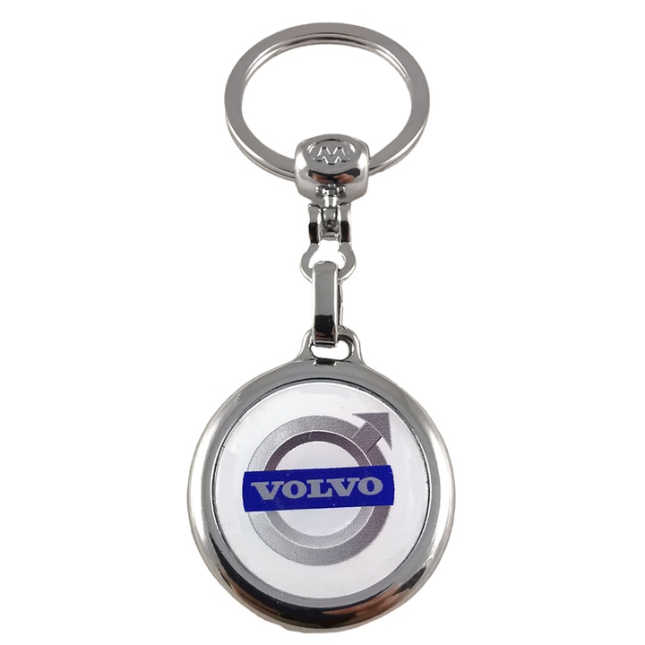 Breloc VOLVO 3 auto, din metal, pentru chei sau ghiozdan, Cri-Flo, culoare argintiu