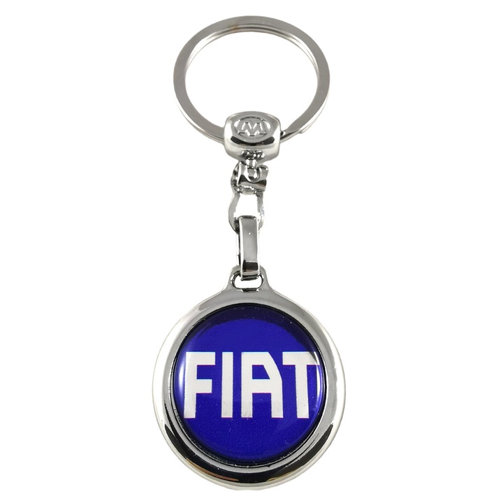 Breloc FIAT 2 auto, din metal, pentru chei sau ghiozdan, Cri-Flo, culoare argintiu