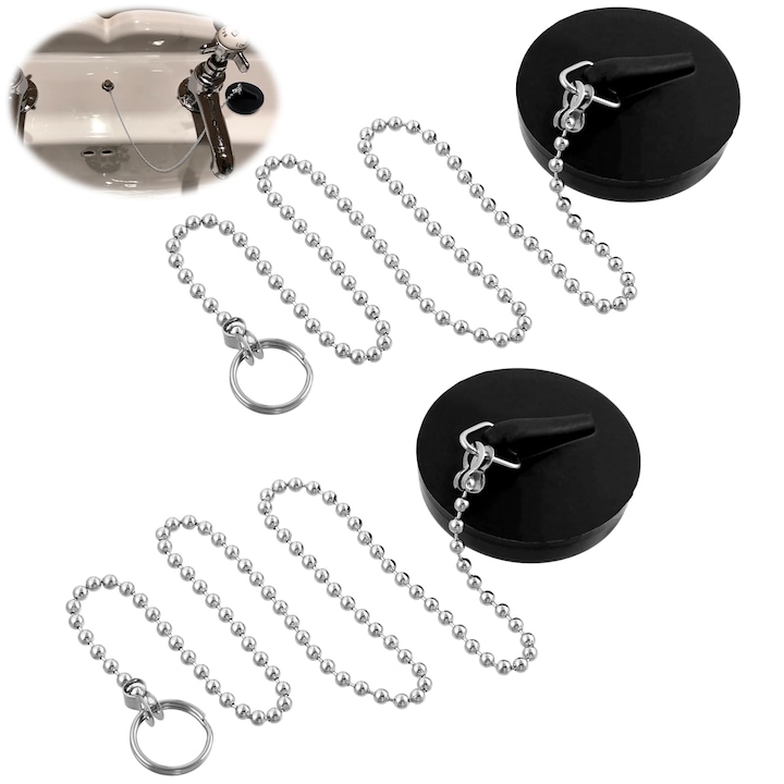 Set 2 dopuri scurgere TREXORA cauciuc negru universal