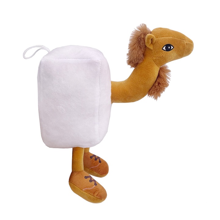 Плюшена играчка със закачалка, модел хладилник камила Frigo Camelo, мека играчка за деца Italian Brainrot, 30 см x 23 см, бяло-кафява