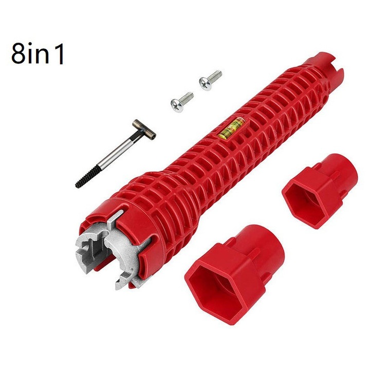 Cheie multifunctionala 8 in 1 cu manusi, compacta, pentru instalatori, mesteri, montare/demontare baterii chiuveta, capace WC