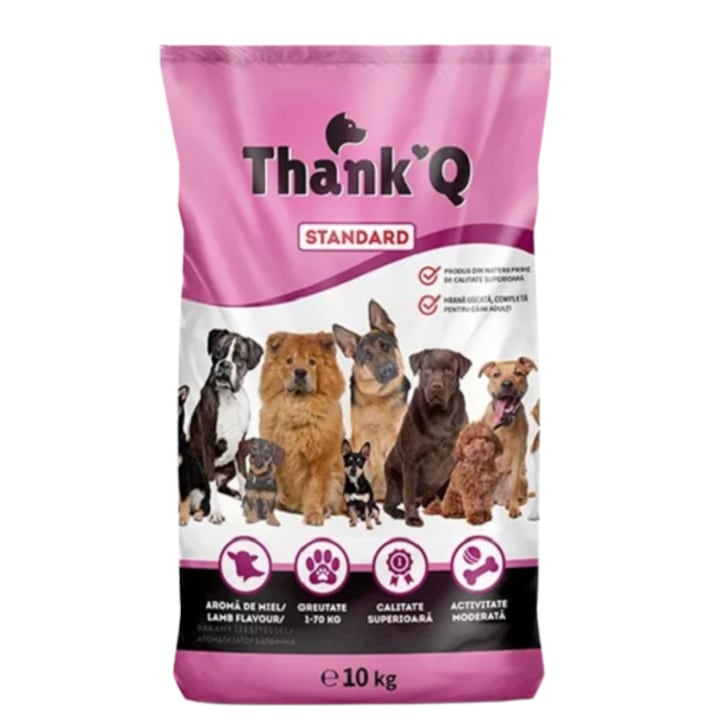 Hrana Uscata fara Gluten pentru Caini Adulti cu Miel, Thank'Q Standard 10kg