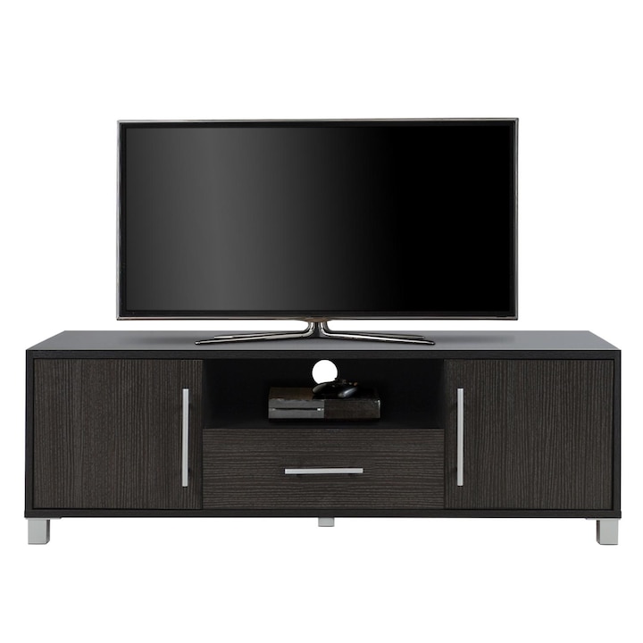 Comoda TV melamina Zebrano 120x40x39 cm, 1 raft, 2 dulapuri, 1 sertar