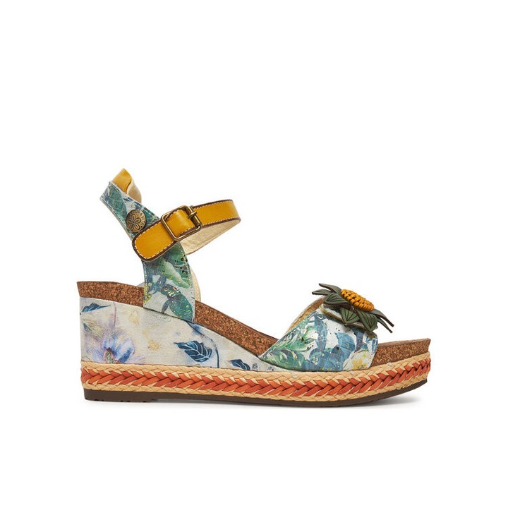 Laura Vita női espadrilles cipő, FACYO 06, természetes bőr, 36 EU, többszínű