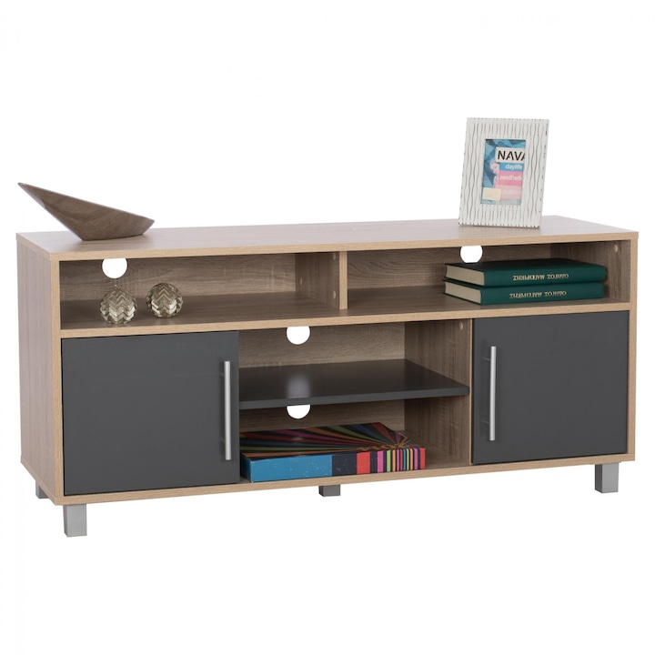 Comoda Sonama-nkri, 120x40x55 cm, 2 dulapuri, 4 rafturi, melamina