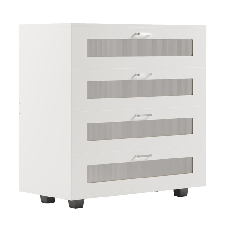 Comoda THORGAN, 4 sertare, alb, 80x40x83cm