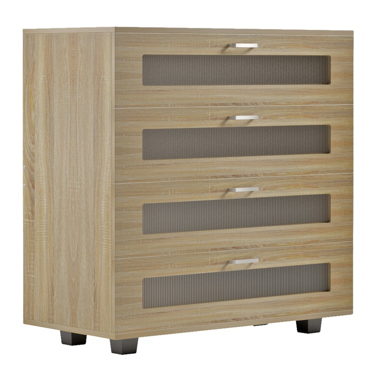 Comoda THORGAN, 4 sertare, culoare SONOMA, 80x40x83cm