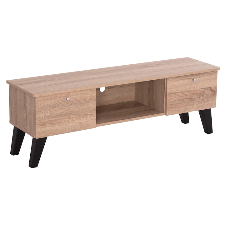 Comoda TV IREN melamina cu picioare negre, 120x32.5-34x41H cm, neasamblat