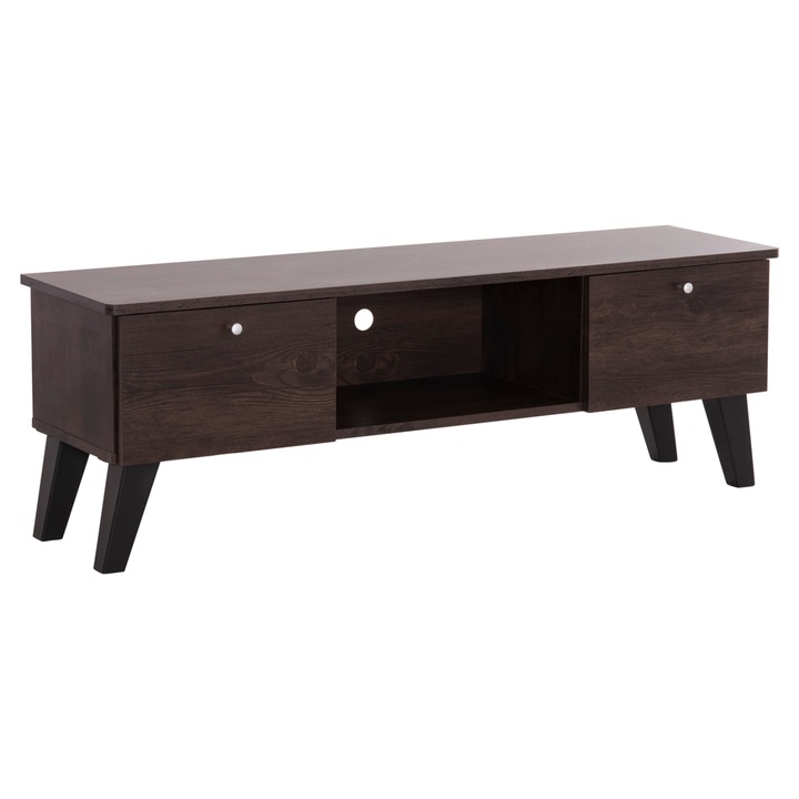 Comoda TV IREN, melamina, nuc-negru, 120x32.5-34x41H cm