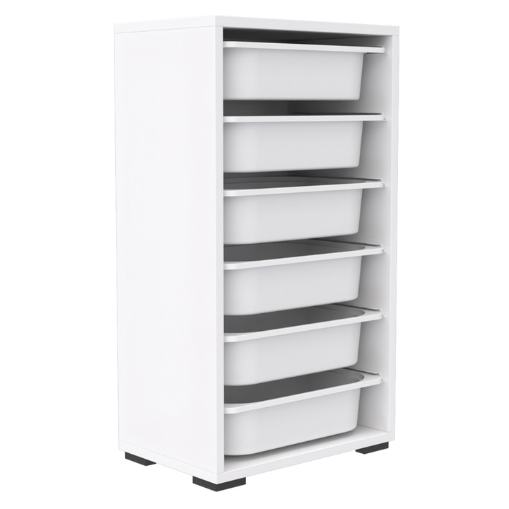 Comoda SANI, 6 sertare, alb, 45,5x30x83H cm