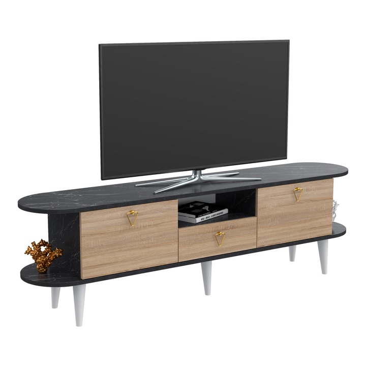 Comoda TV, BEECON, melamina, multicolor, 180x36x53cm
