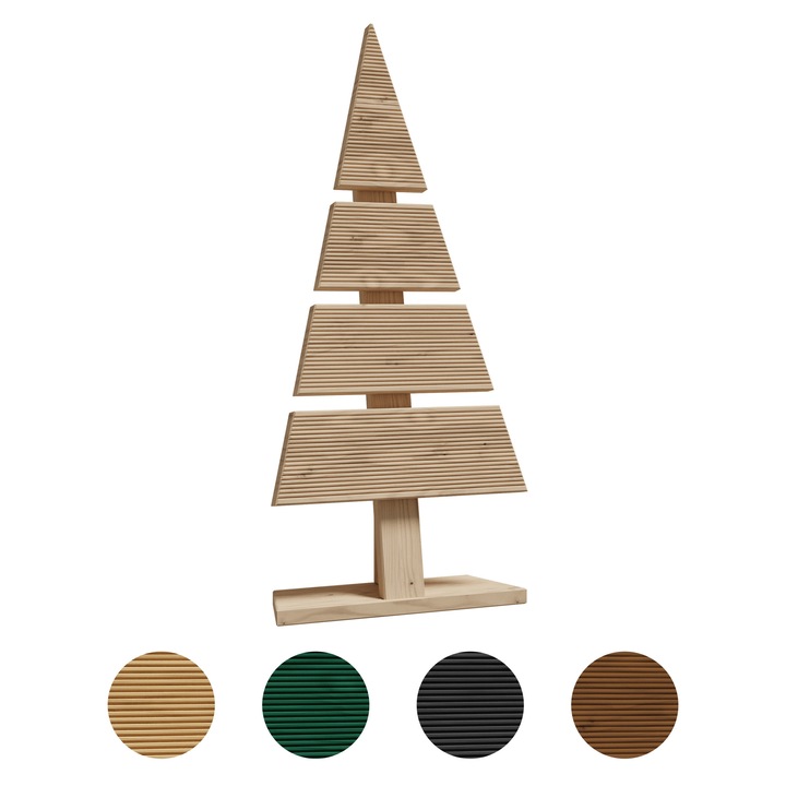 Figurina decorativa Craciun, Be4nature, brad din lemn de modrin, 59x27cm, neimpregnat