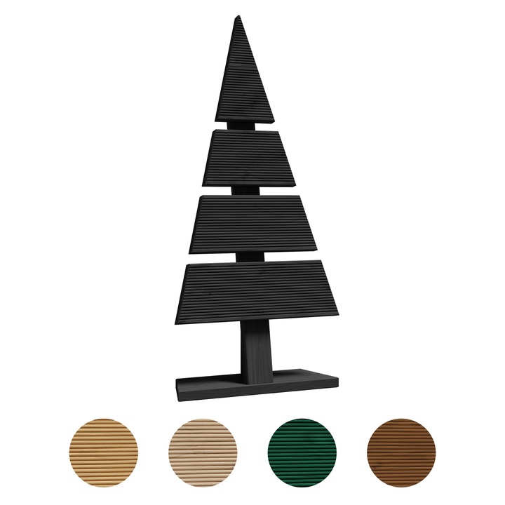 Figurina decorativa Craciun Be4nature, brad din lemn, antracit, 59x27cm