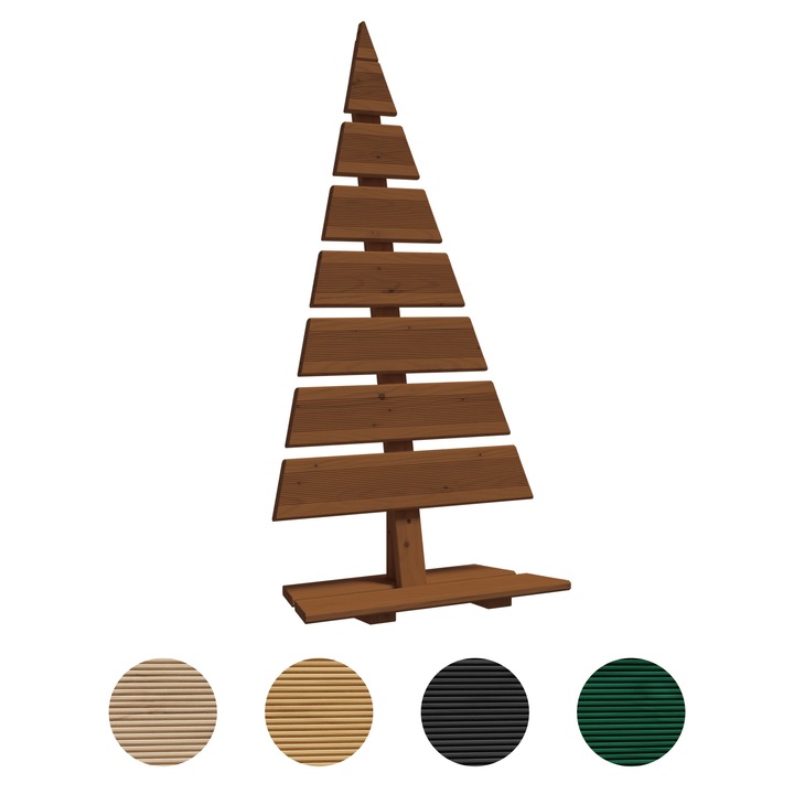 Figurina decorativa Craciun Be4nature, brad din lemn de larice, 92x45 cm, maro