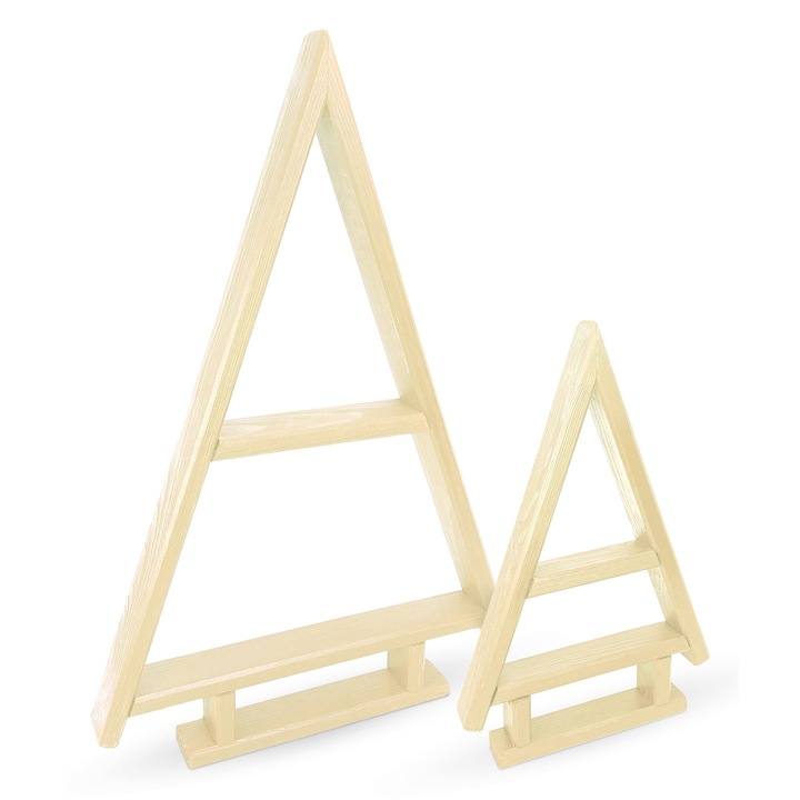 Set 2 figurine Craciun, Be4Group, brad din lemn de pin, 35x22cm si 55x36cm