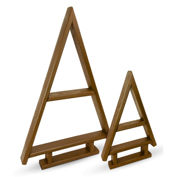 Set 2 figurine brad din lemn de pin, Be4nature, 35x22cm si 55x36cm, maro