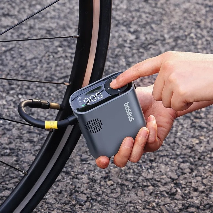 Mini pompa portabila BASEUS PrimeTrip Bike, neagra