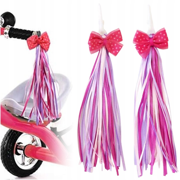 Banda Pentru Ghidon, Gearox, 20x6 cm, Roz, Materiale Usoare Si Sigure, Montaj Usor Fara Unelte, Accesorii Pentru Biciclete Pentru Fete Cu Fundita, Imbunatatirea Vizibilitatii Ciclistei