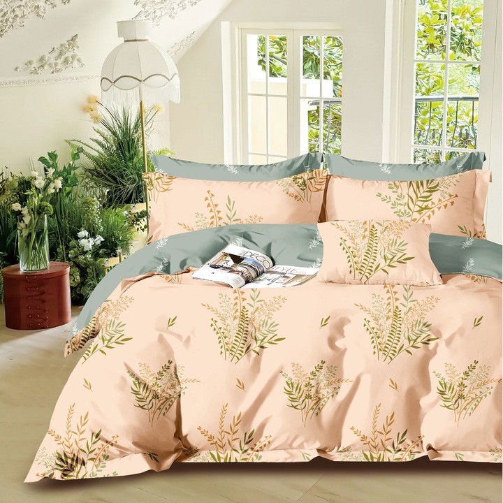 Lenjerie de pat Ralex Pucioasa percalle imprimat, 2 fete, bumbac, o persoană, 160x240cm