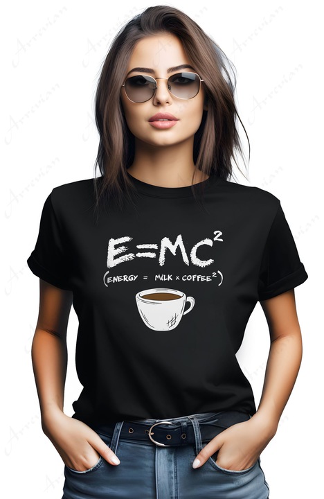 Tricou dama, Coffee, Energy, Negru, Negru