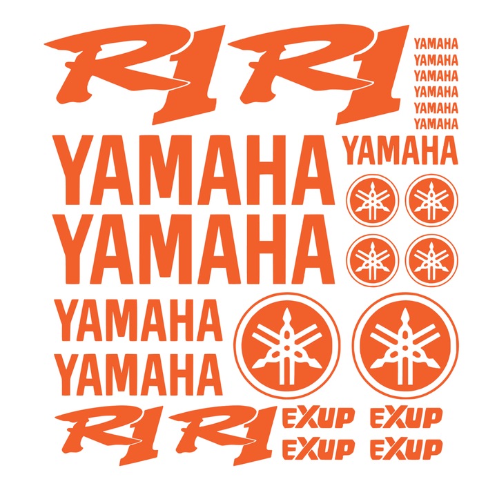 Set 25 stickere yamaha r1 v3, 32cm x 32cm, portocaliu