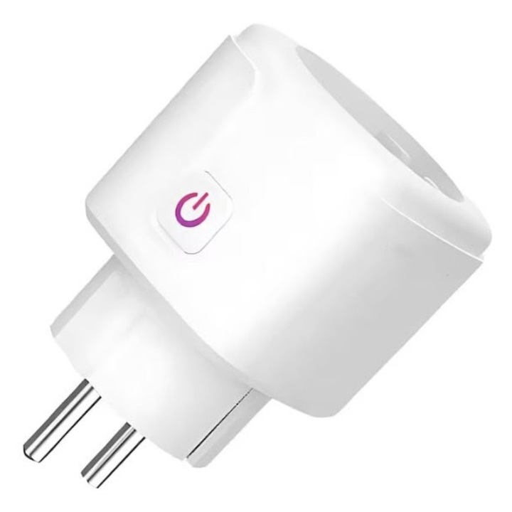 Priza inteligenta WIFI 16A 3500W, Control din aplicatie, Functie timer, Inregistrare consum energie, Control vocal Alexa si Google Home, Alb