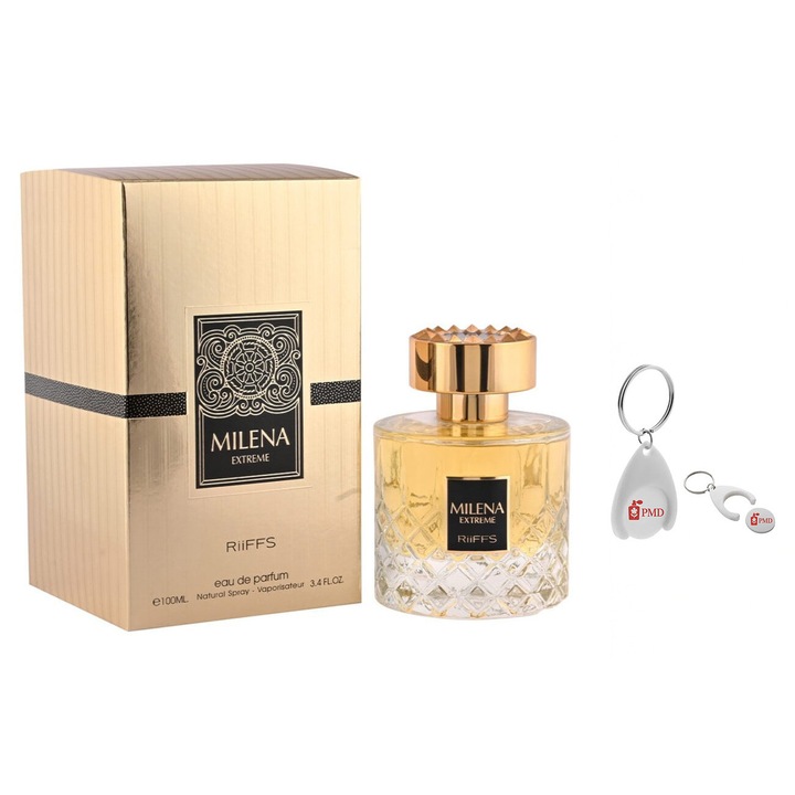 Set Apa de Parfum Milena Extreme, Riiffs, Unisex, 100ml cu Breloc Personalizat "PMD"
