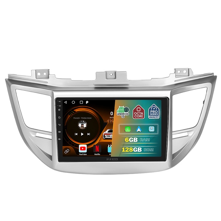 Navigatie Hyundai Tucson 2015-2017 dedicata, MaxTech® PRO SERIES, 6 GB Ram 128 GB Rom OctaCore, Carplay & Android auto, Ecran 9” HD Touch, GPS, Wifi, Bluetooth, Radio, USB, EQ, DSP, Waze