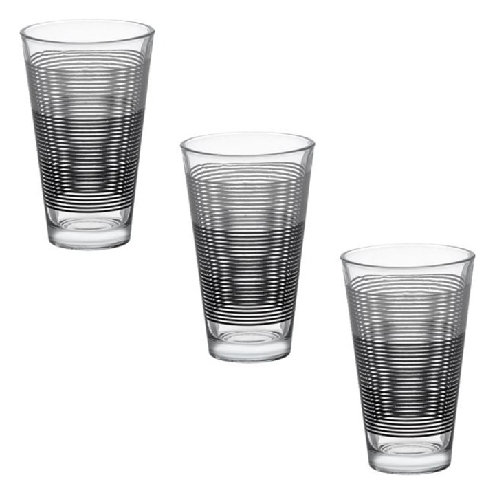 Комплект от 3 прозрачни стъклени чаши "Lines" 330 мл