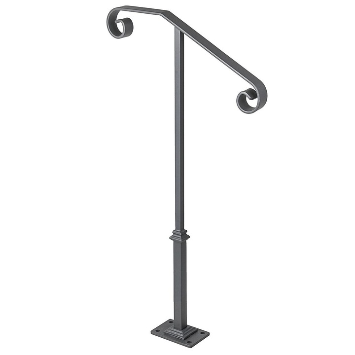Balustrada fier forjat, 1-2 trepte Vivatechnix, Inaltime 98.6 cm, lungime 53.3 cm, Gri mat