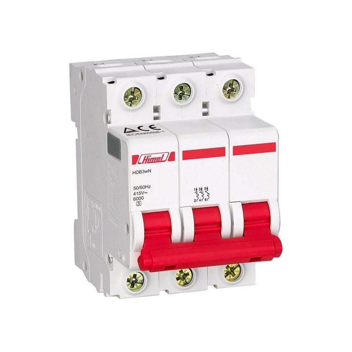 Siguranță automată 3P Himel, 20A, curba de declanșare C, capacitate de rupere 4,5kA