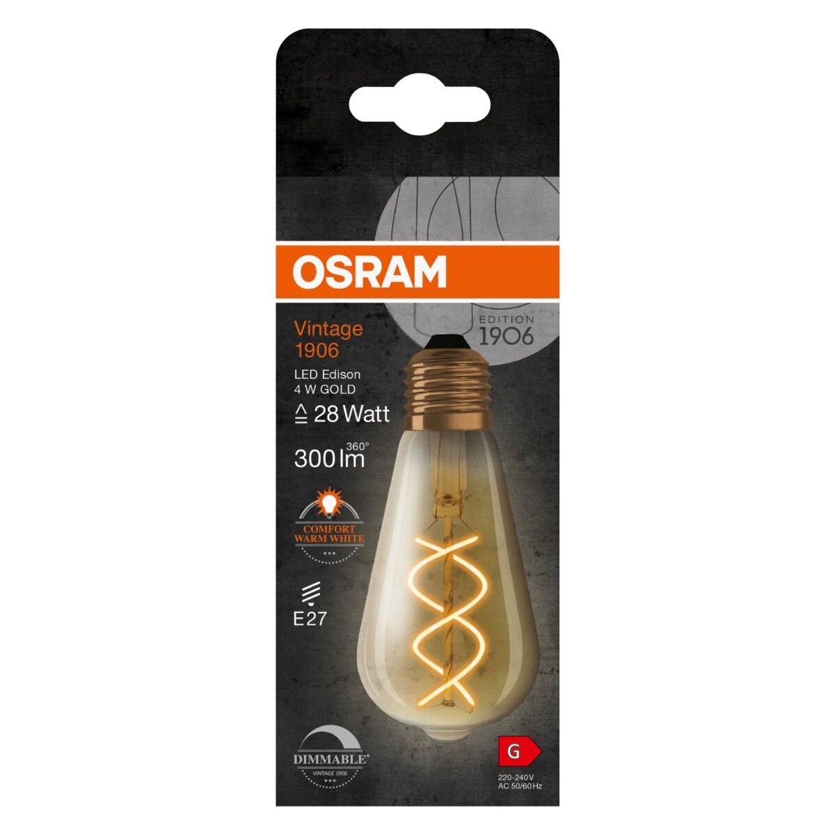 Bec Led Edison Bec LED decorativ vintage Osram Edison Fil Gold clasic ST87 E27 4W ...