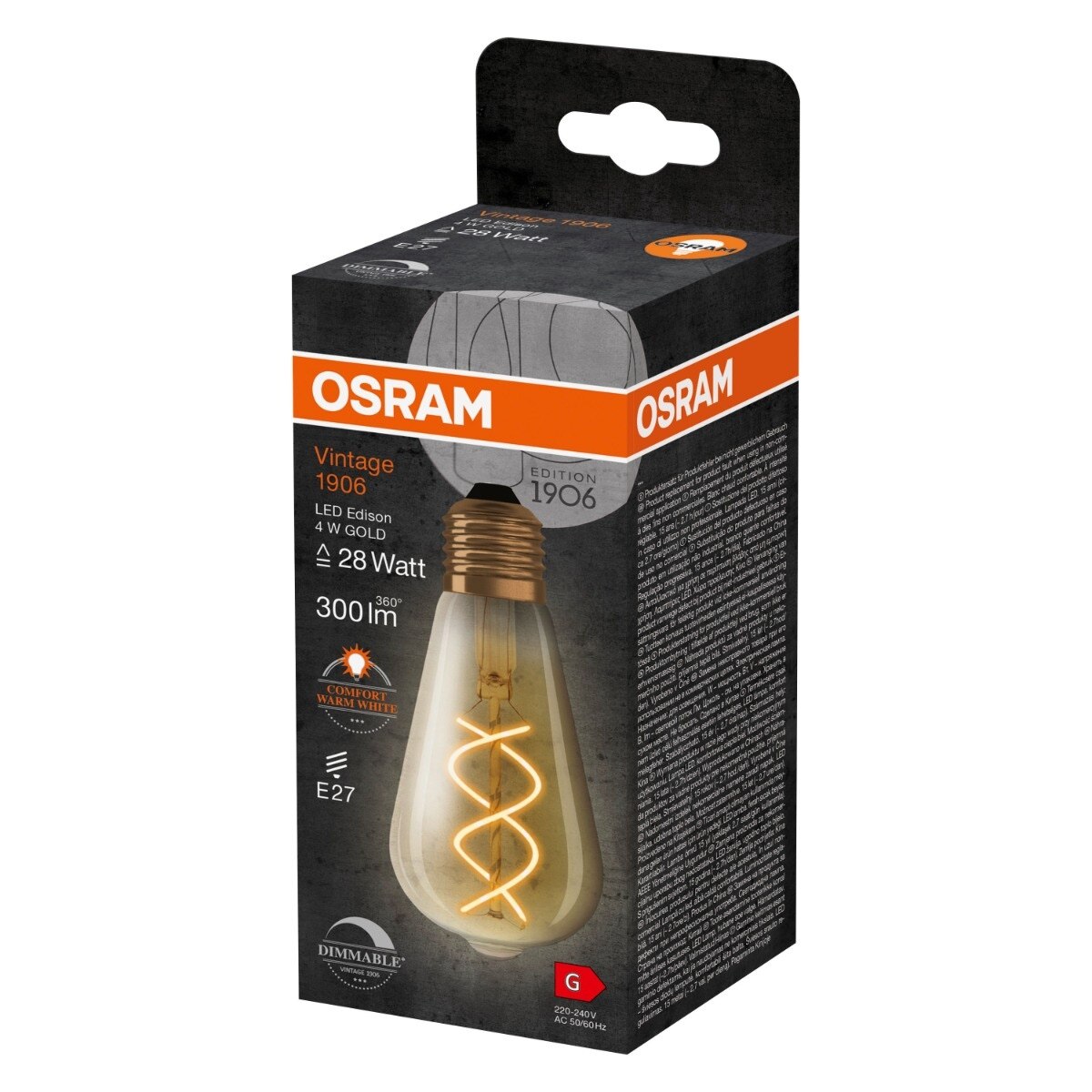 Bec Led Edison Bec LED decorativ vintage Osram Edison Fil Gold clasic ST87 E27 4W ...