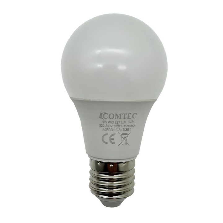 Bec LED Comtec clasic A60 E27 9W 810lm lumina rece 6500 K