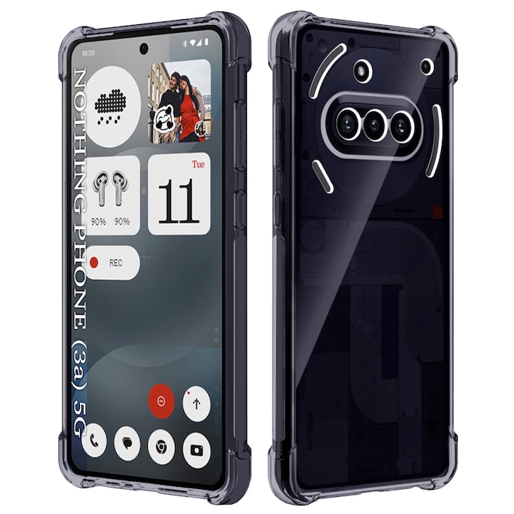 Калъф за Nothing Phone (3a) - Techsuit Shockproof Clear Silicone - Smoke Black