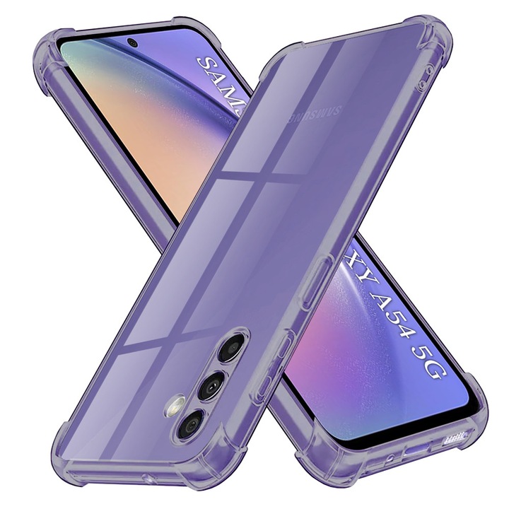 Husa antisoc pentru Samsung Galaxy A54, Accesorio Shockproof Silicone, Fumuriu