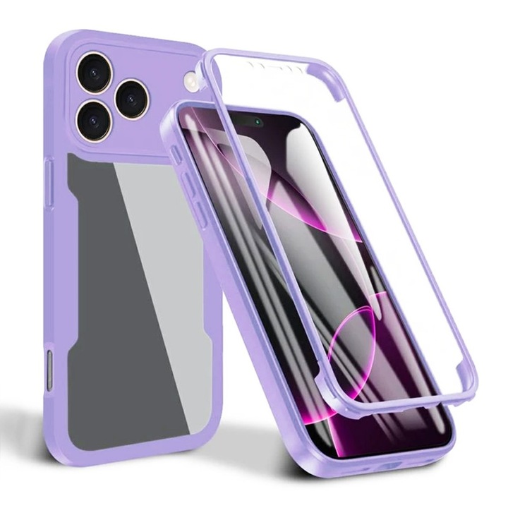Husa pentru iPhone 17 Pro + Folie, P49, Policarbonat, Purple