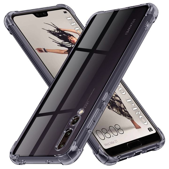 Защитен калъф, съвместим с Huawei P20 Pro, Tim, димно черен