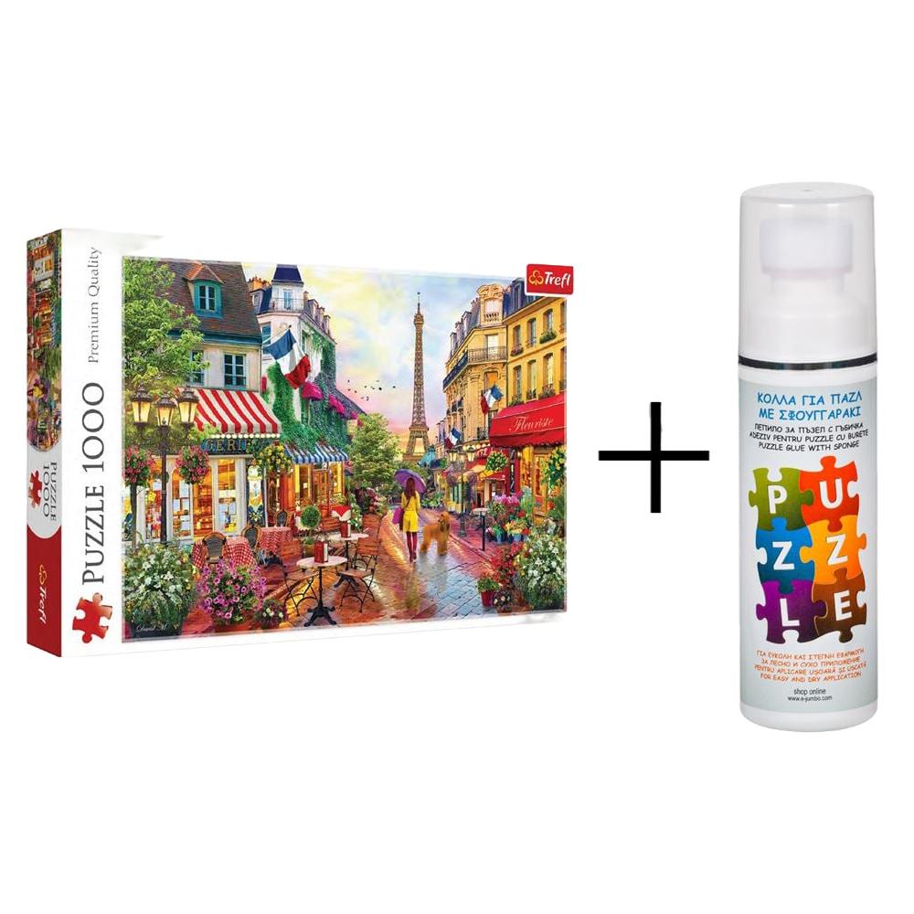 Puzzle Trefl Paris Turnul Eiffel 1000 de piese cu Adeziv, 68.3x48cm ...