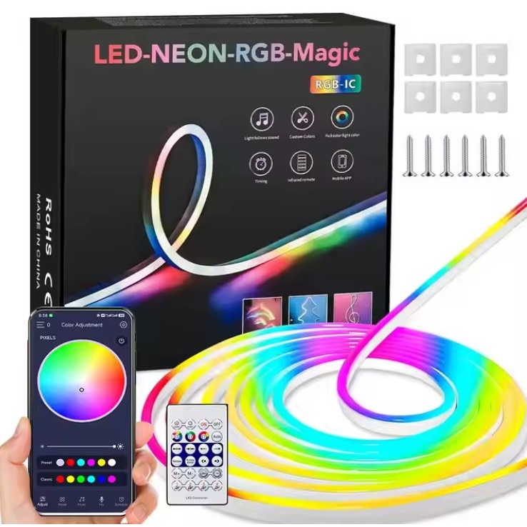 Kit Banda LED 5m Neon Flex Multicolor RGB Digital SMART WiFi cu