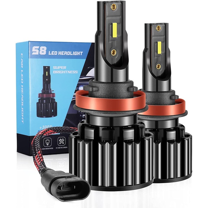 2 db-os LED izzókészlet H11/H8/H9 Penobon, 50W, 16000LM, 6500K, IP67, kompakt