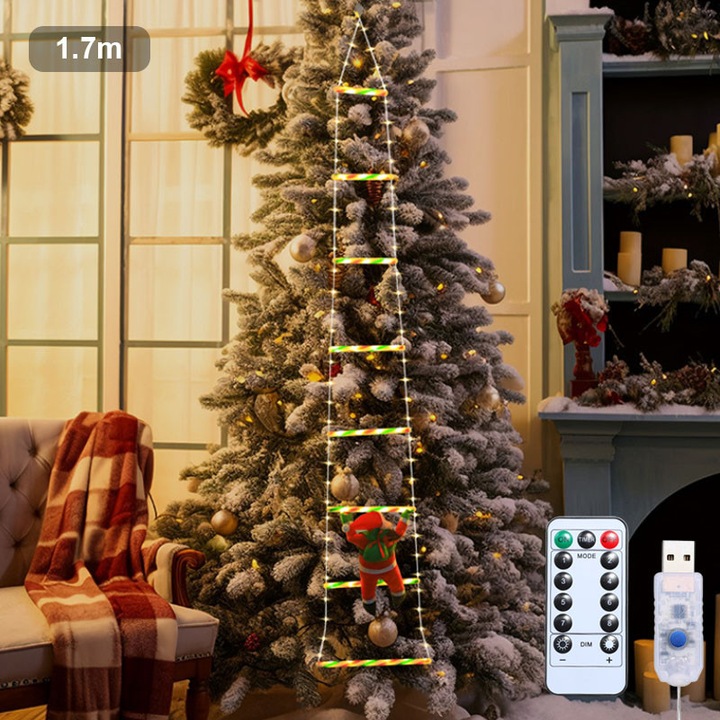 Instalatie LED de Craciun, Prixtal, 1.7m, lumina calda, 122 de led-uri