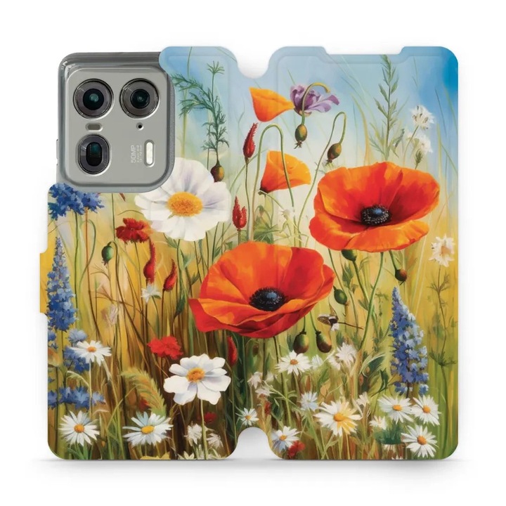 Калъф, Mobiwear - Book - VP43S за Motorola Edge 50 Ultra, Полски Цветя
